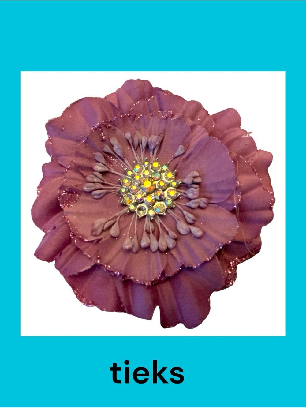 Tieks Mauve/Purple Fabric Flower Topper with Rhinestone Center